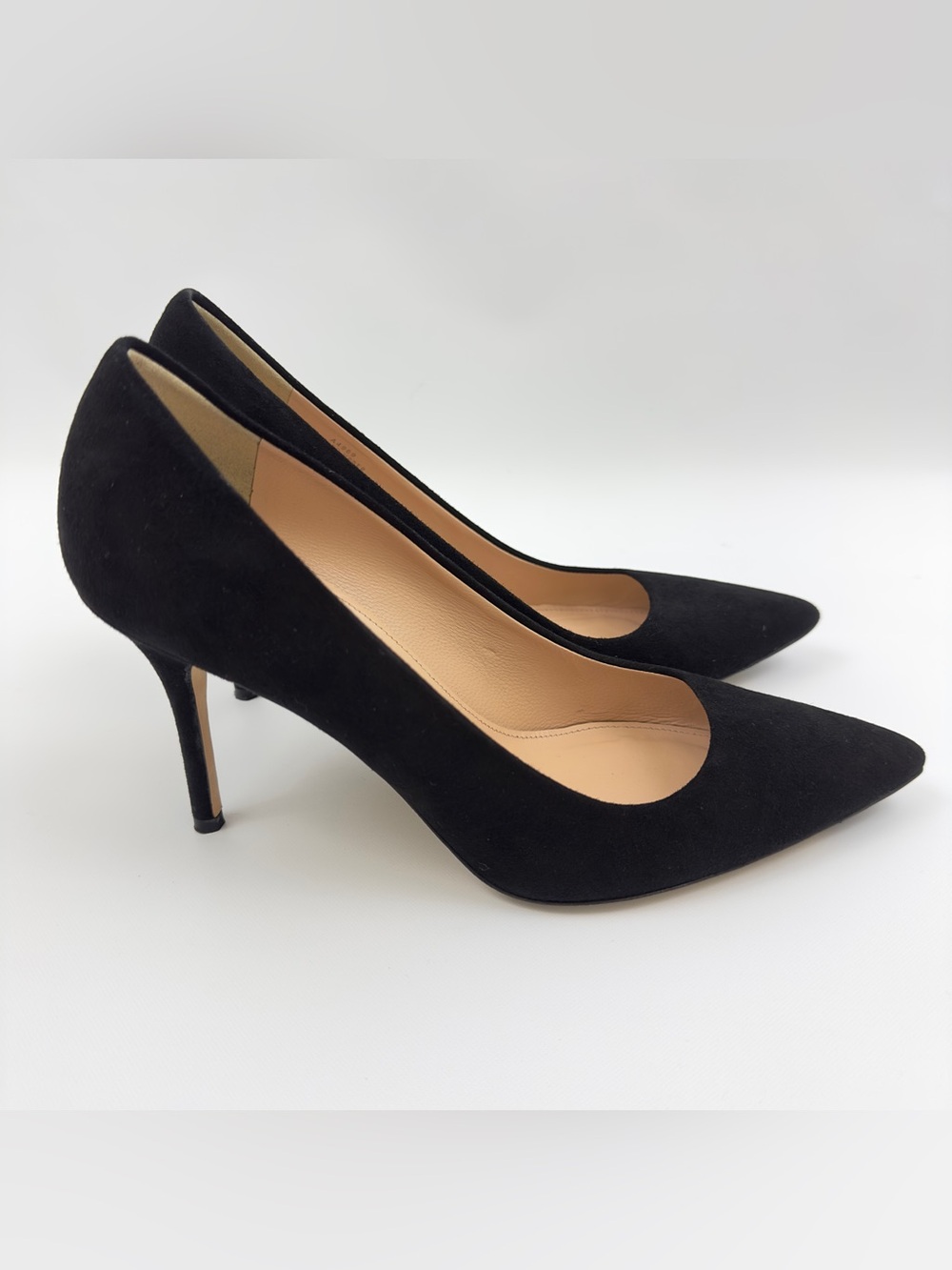 J.Crew Elsie Suede Pointed Toe Pumps Heels Size 8 Black Made in Italy A1969